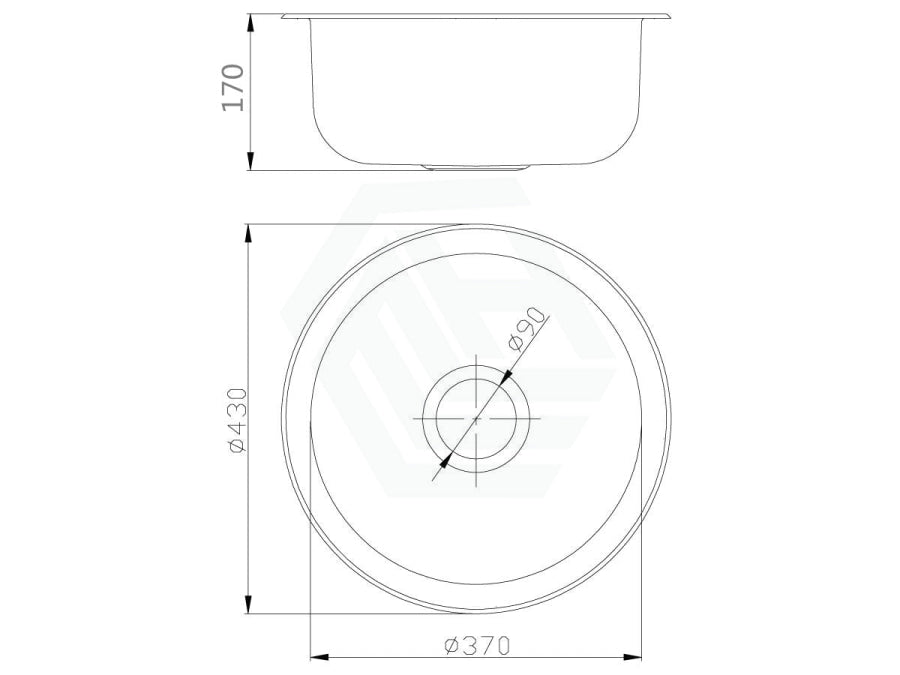 430mm Round Stainless Steel Single Bowl Kitchen Sink
