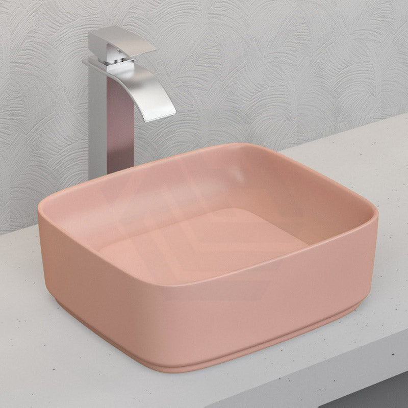 430X380X145Mm Rectangle Above Counter Ceramic Wash Basin Matt Pink With Decoration Board Other