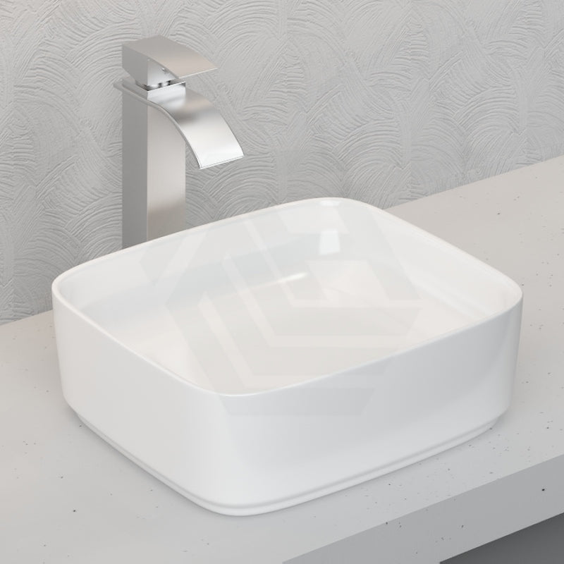 430X380X145Mm Rectangle Above Counter Ceramic Wash Basin Matt White With Decoration Board Basins