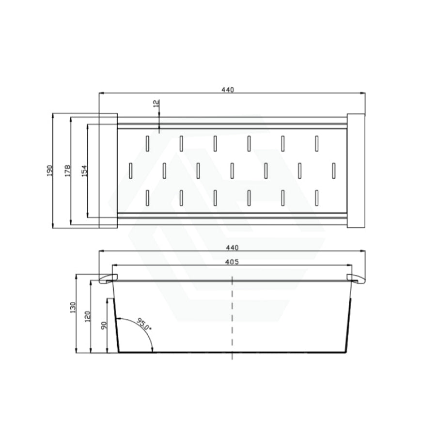 440mm Square Stainless Steel Colander for Kitchen Sink Strainer Wastes