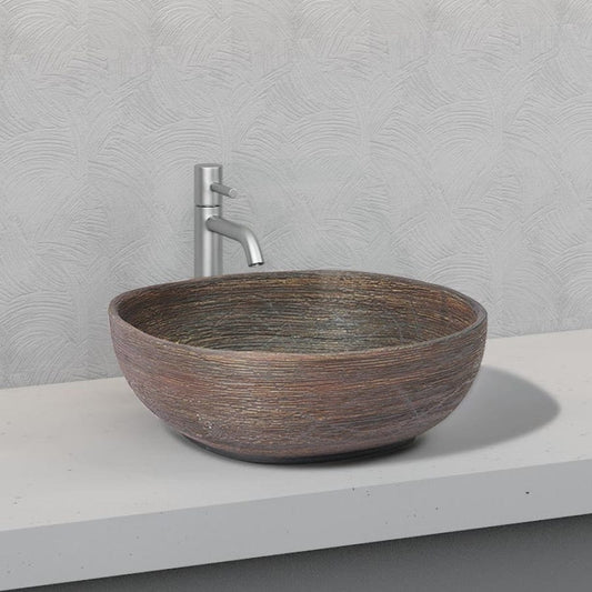 Bathroom Basin Above Counter Square Porcelain Brown