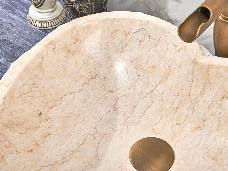 440X460X140Mm Above Counter Stone Basin Heart Shape Marble Surface Bathroom Wash