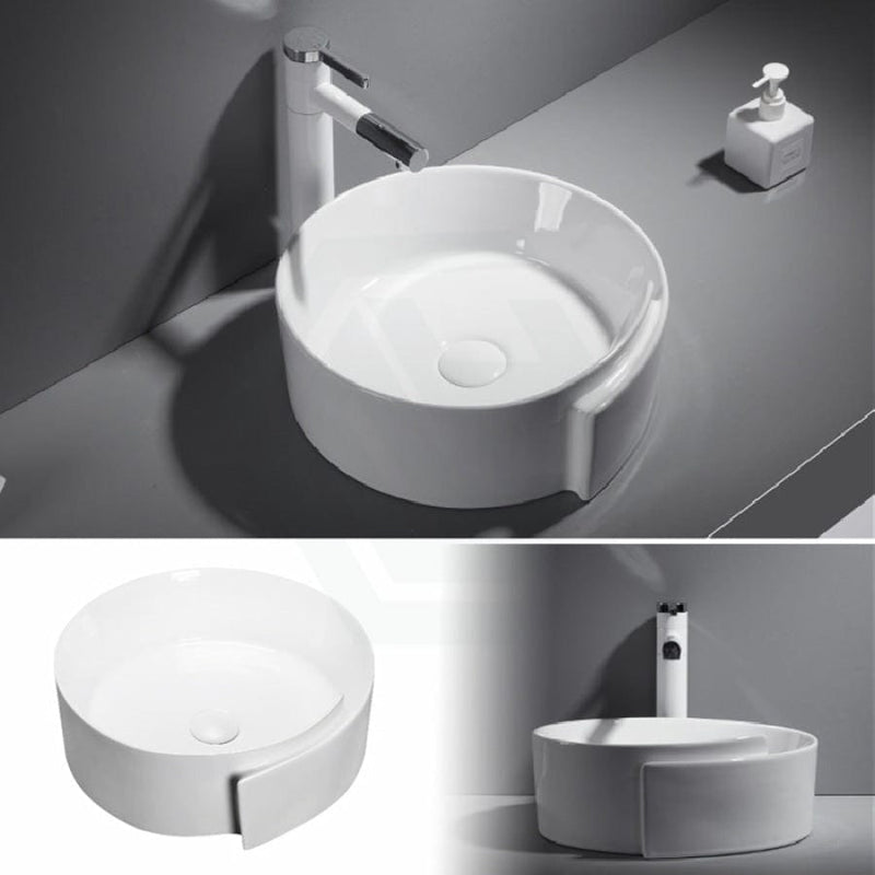 460Mm Above Counter Ceramic Basin Gloss White Bathroom Special Shape Wash