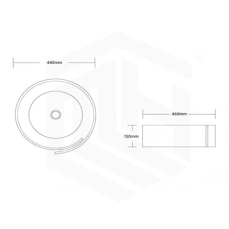 Infinity Special Shape Above Counter Ceramic Basin 440x460x150mm - Gloss White