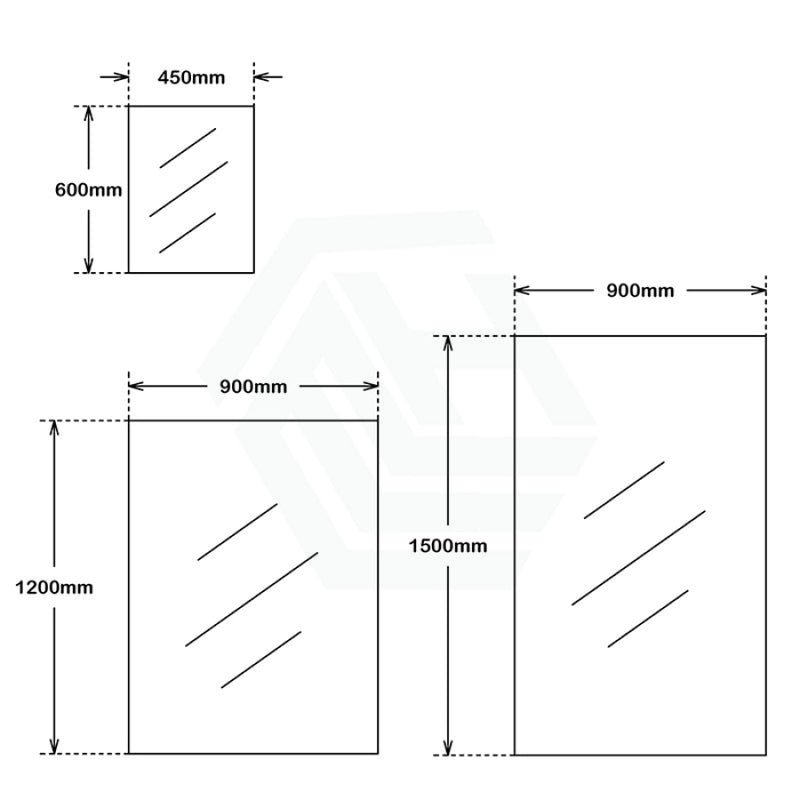 450/600/750/900/1200/1500Mm Bathroom Mirror Bevel Edge Rectangle Square Wall Mounted Vertical Or