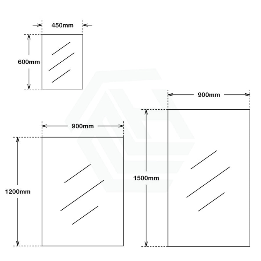 450/600/750/900/1200/1500Mm Bathroom Mirror Bevel Edge Rectangle Square Wall Mounted Vertical Or
