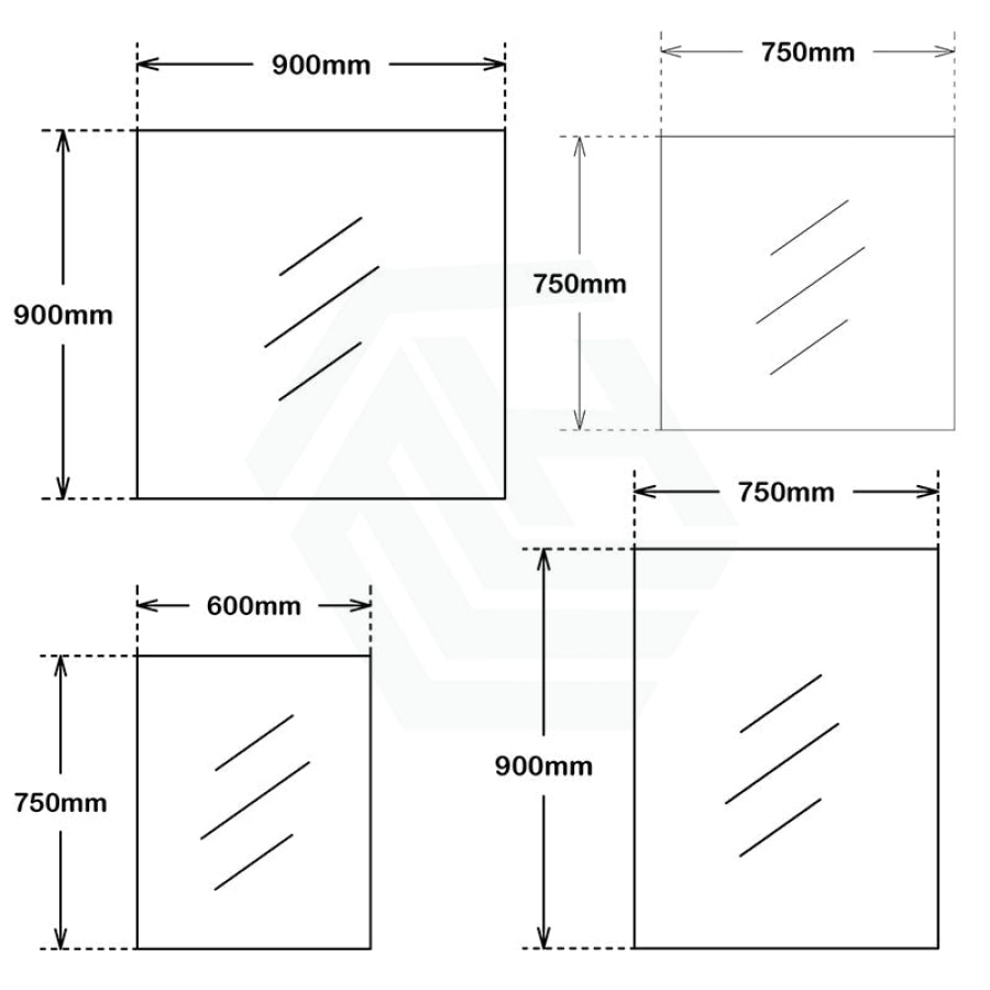 450/600/750/900/1200/1500Mm Bathroom Mirror Bevel Edge Rectangle Square Wall Mounted Vertical Or
