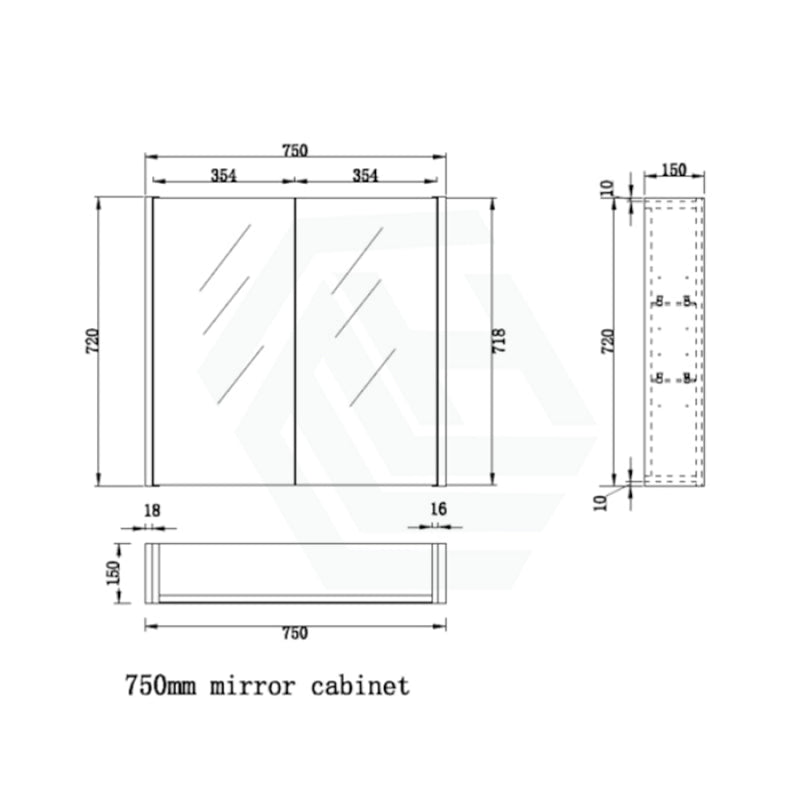450/600/750/900/1200/1500Mm Dark Oak Wall Hung Mdf Pencil Edge Shaving Cabinet For Bathroom 750Mm