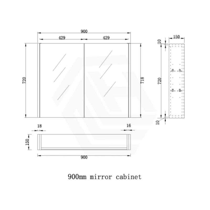 450/600/750/900/1200/1500Mm Dark Oak Wall Hung Mdf Pencil Edge Shaving Cabinet For Bathroom 900Mm