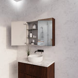 900mm Geneva MDF Fluted Pencil Edge Wall Hung Shaving Cabinet Brown Oak