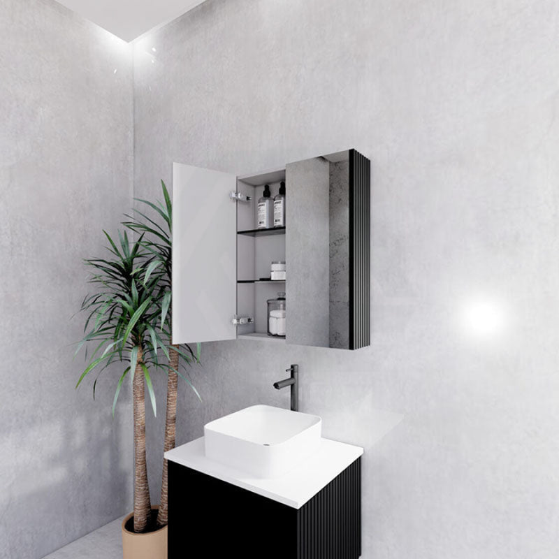 450/600/750/900/1200/1500Mm Matt Black Wall Hung Mdf Pencil Edge Shaving Cabinet For Bathroom