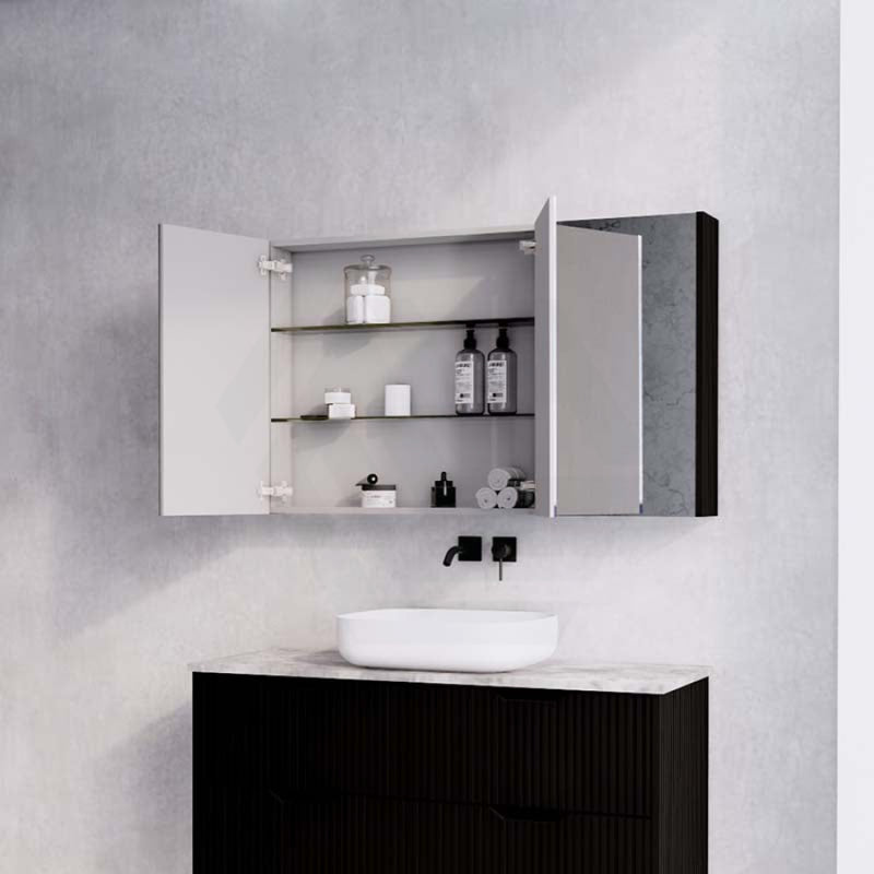 450/600/750/900/1200/1500Mm Matt Black Wall Hung Mdf Pencil Edge Shaving Cabinet For Bathroom