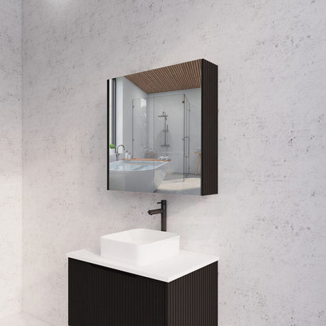 450/600/750/900/1200/1500Mm Matt Black Wall Hung Mdf Pencil Edge Shaving Cabinet For Bathroom