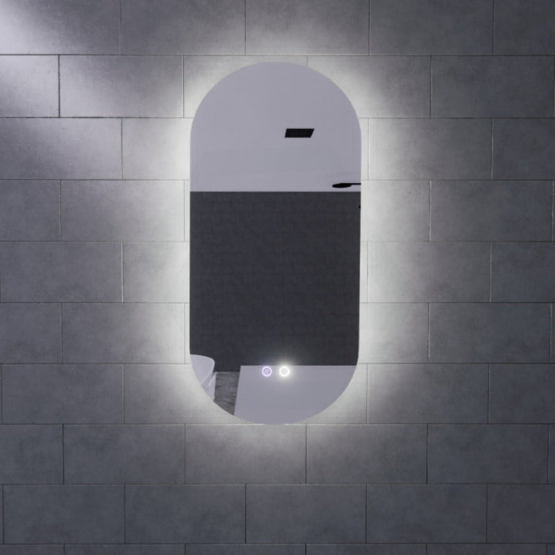 450/600/900/1200Mm Three Color Lights Oval Backlit Led Mirror Touch Sensor Mirrors