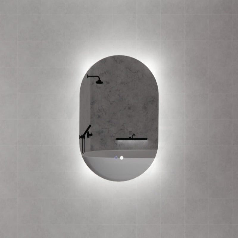 450/600/900/1200Mm Three Color Lights Oval Backlit Led Mirror Touch Sensor Mirrors