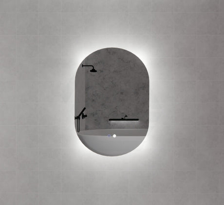 450/600/900/1200Mm Three Color Lights Oval Backlit Led Mirror Touch Sensor Mirrors