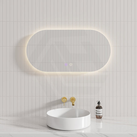 450/600/900/1200Mm Three Color Lights Oval Backlit Led Mirror Touch Sensor Horizontal/Vertical