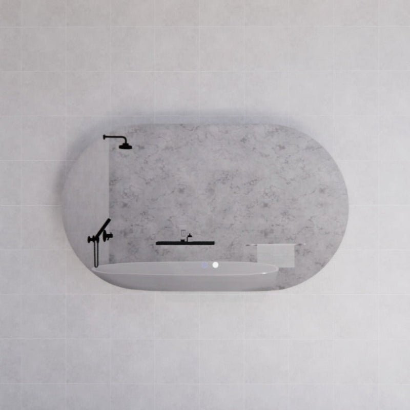 450/600/900/1200Mm Three Color Lights Oval Backlit Led Mirror Touch Sensor Horizontal/Vertical