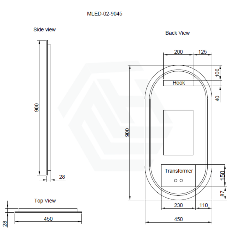 450/600/900/1200Mm Three Color Lights Oval Backlit Led Mirror Touch Sensor Mirrors