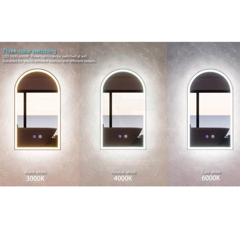 450/600/900/1200Mm Three Color Lights Oval Backlit Led Mirror Touch Sensor Horizontal/Vertical