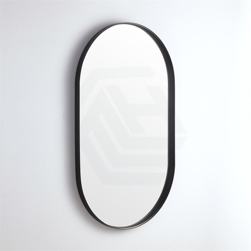 450/600mm Bathroom Black Framed Oval Mirror