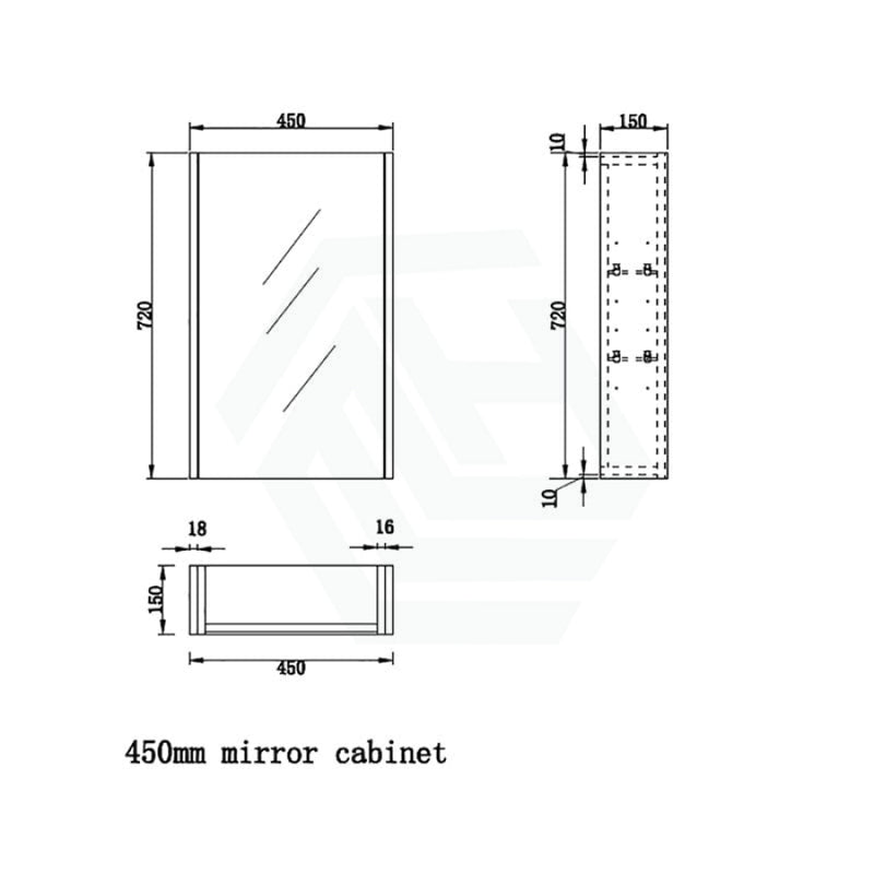 450/600/750/900/1200/1500Mm White Oak Wall Hung Mdf Pencil Edge Shaving Cabinet For Bathroom 450Mm