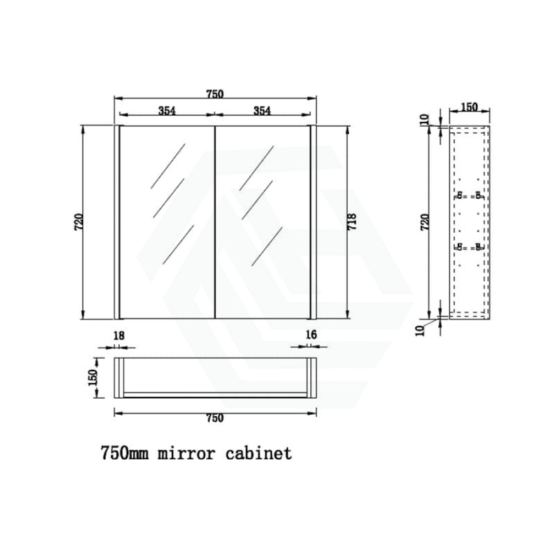 450/600/750/900/1200/1500Mm White Oak Wall Hung Mdf Pencil Edge Shaving Cabinet For Bathroom 750Mm