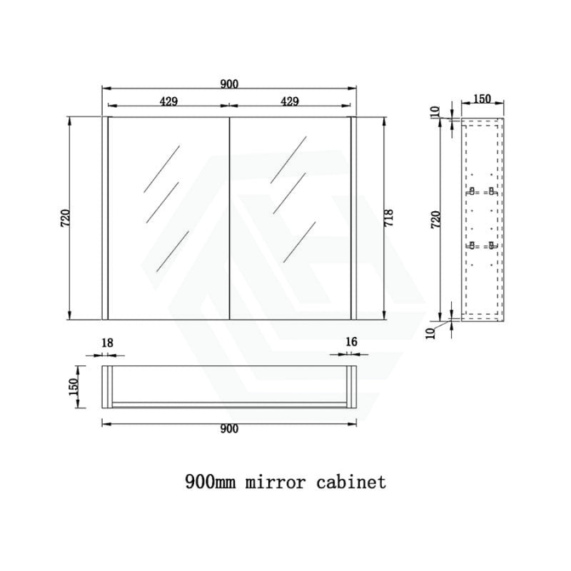 450/600/750/900/1200/1500Mm White Oak Wall Hung Mdf Pencil Edge Shaving Cabinet For Bathroom 900Mm