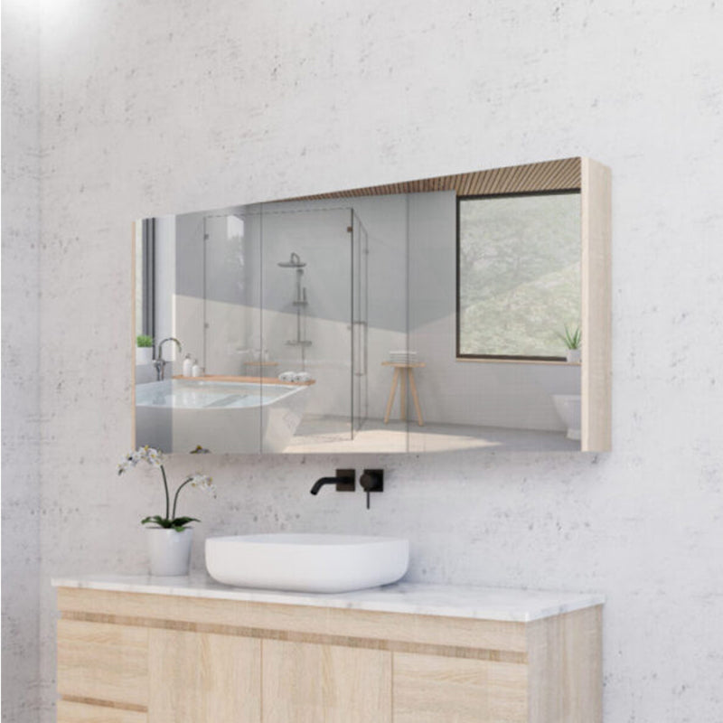 450/600/750/900/1200/1500Mm Light Oak Wall Hung Mdf Pencil Edge Shaving Cabinet For Bathroom