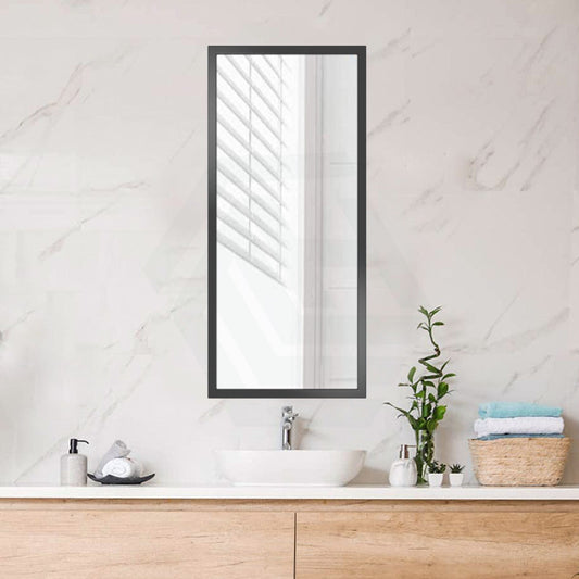 450Mmx1000Mm Framed Rectangle Bathroom Wall Mirror Matt Black Mirrors