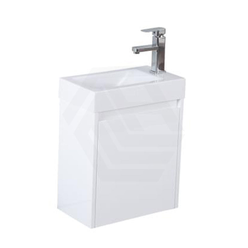 450X250X530Mm Wall Hung Pvc Vanity With Poly Top Left Or Right Hand Hinge Gloss White