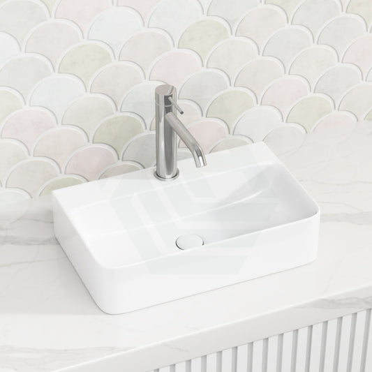 450X280X110Mm Rectangle Above Counter Ceramic Basin Gloss White For Bathroom Basins