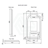 450X800Mm Arch Led Mirror Backlit Touch Sensor Special Shape Led Mirrors