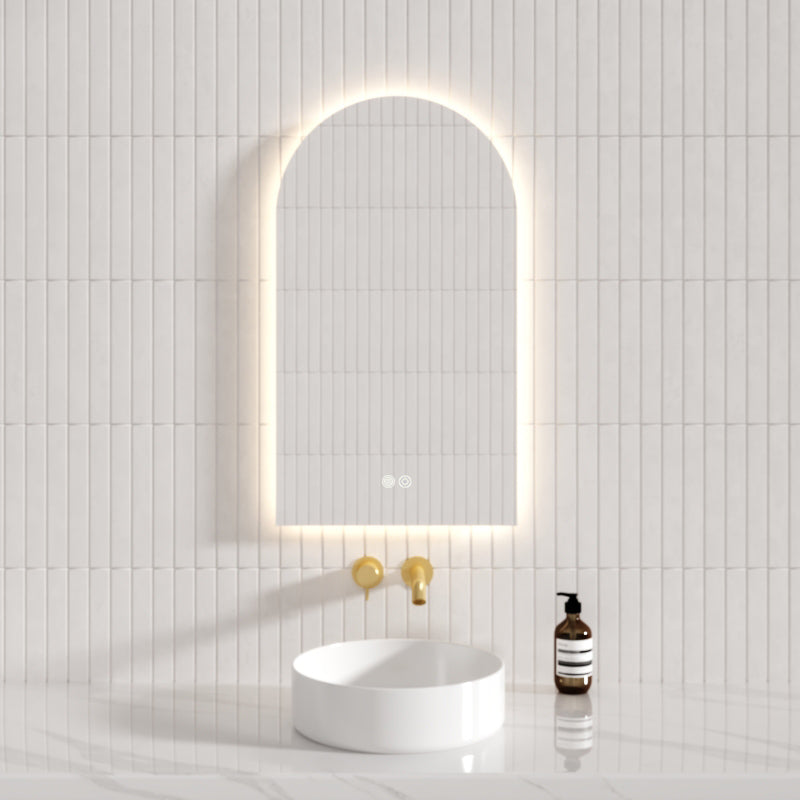 450X800Mm Three Color Lights Arch Led Mirror Backlit Touch Sensor Led Mirrors