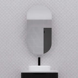 450mm Oval Pencil Edge Mirror Wall Hung Shaving Cabinet Matt Black