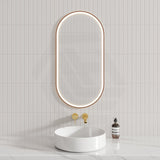 450X900Mm Beau Monde Led Mirror Oval Brushed Bronze Framed Touch Sensor Backlit For Bathroom Mirrors