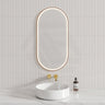 450X900Mm Beau Monde Led Mirror Oval Brushed Bronze Framed Touch Sensor Backlit For Bathroom Mirrors