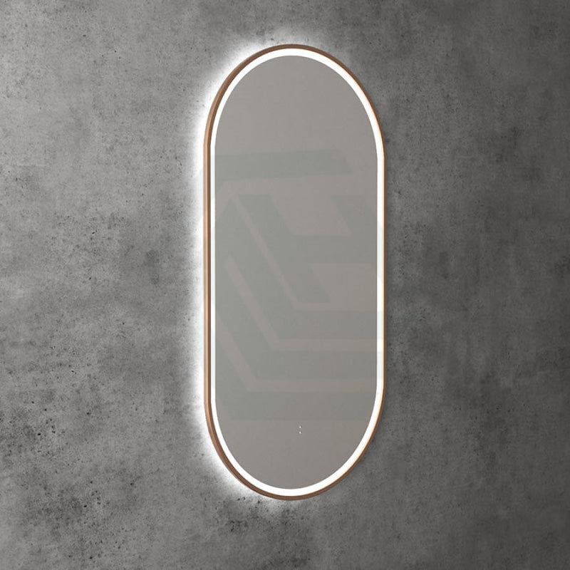 450X900Mm Beau Monde Led Mirror Oval Brushed Bronze Framed Touch Sensor Backlit For Bathroom Mirrors