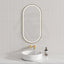 450X900Mm Beau Monde Led Mirror Oval Matt Black Framed Touch Sensor Backlit For Bathroom Mirrors