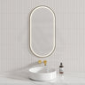 450X900Mm Beau Monde Led Mirror Oval Matt Black Framed Touch Sensor Backlit For Bathroom Mirrors