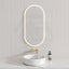 450X900Mm Beau Monde Led Mirror Oval Matt White Framed Touch Sensor Backlit For Bathroom Mirrors