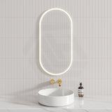 450X900Mm Beau Monde Led Mirror Oval Matt White Framed Touch Sensor Backlit For Bathroom Mirrors