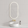 450X900Mm Beau Monde Led Mirror Oval Matt White Framed Touch Sensor Backlit For Bathroom Mirrors
