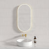 450X900Mm Beau Monde Led Mirror Oval Matt White Framed Touch Sensor Backlit For Bathroom Mirrors