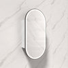 450X900Mm Beau Monde Led Mirror Oval Shaving Cabinet Matt White Finish Black Framed Touchless
