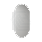 450X900Mm Beau Monde Led Mirror Oval Shaving Cabinet Matt White Finish Frameless Touchless Sensor