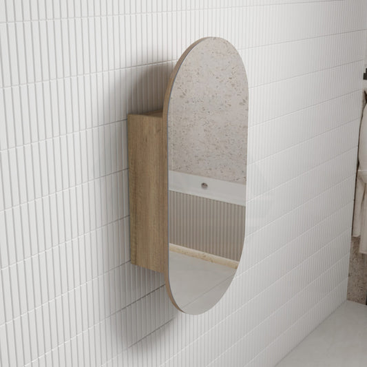 450X900Mm Beau Monde Wall Hung Oval Shaving Mirror Cabinet Carita Finish For Bathroom Cabinets