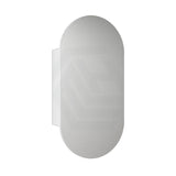 450X900Mm Beau Monde Wall Hung Oval Pill - Shaped Shaving Mirror Cabinet Matt White Finish For