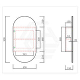 450X900Mm Beau Monde Wall Hung Oval Pill - Shaped Shaving Mirror Cabinet Matt White Finish For