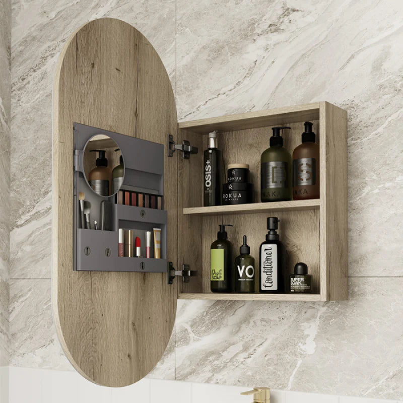 450X900Mm Beau Monde Wall Hung Oval Pill-Shaped Shaving Mirror Cabinet Max Finish For Bathroom